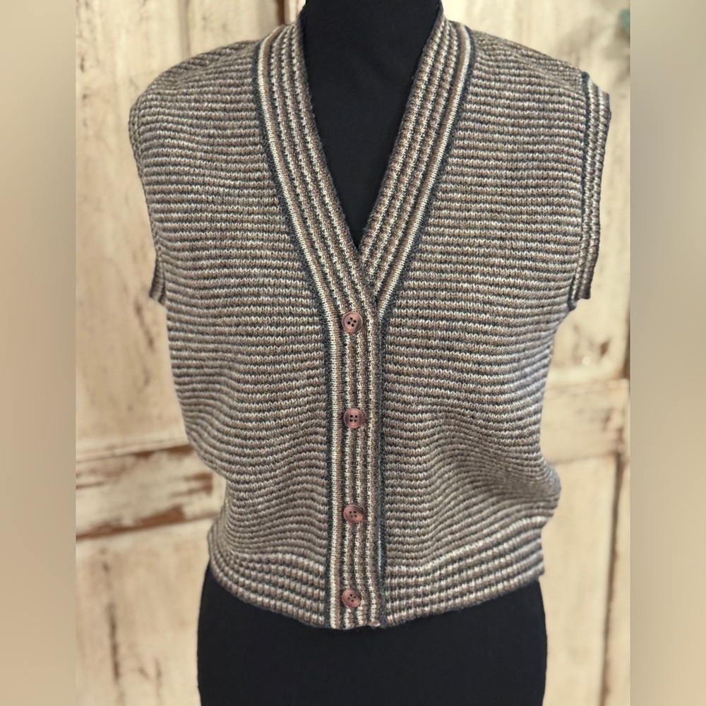 VTG John Meyer Vest Sketland  granola Grannycore earthy Wool vest. Size38(L)